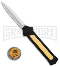 AKC F-16 Brass D/A OTF Automatic Knife - Dagger Satin Plain -Buck Knives Sales AKC F 16 BHQ Exclusive Brass Dagger Satin Plain GX 30991 er bottlecap large
