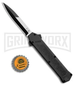 AKC F-16 Black D/A OTF Automatic Knife - Bayo Two Tone -Buck Knives Sales AKC F 16 Black DA OTF Auto Bayo TT Plain BHQ 111245 jr bottlecap large