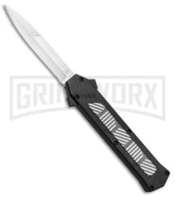 AKC F-16 Black/Stripe Inlay D/A OTF Automatic Knife - Bayo Satin Plain