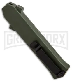 AKC F-16 OD Green D/A OTF Automatic Knife - Bayo Black Plain 7 AKC F-16 OD Green D/A OTF Automatic Knife - Bayo Black Plain -Buck Knives Sales AKC F 16 DA Bayonet OD Green Black BHQ 86948 er side large