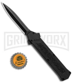 AKC F-16 Black D/A OTF Automatic Knife - Dagger Black Plain -Buck Knives Sales AKC F 16 DA Dagger OTF Auto Black Black GX 33364 jr bottlecap large