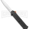 AKC F-16 Black D/A OTF Automatic Knife + Orange Button - Dagger Satin Plain -Buck Knives Sales AKC F 16 DA Dagger OTF Auto Black Orange Button Satin BHQ 98892 jr large
