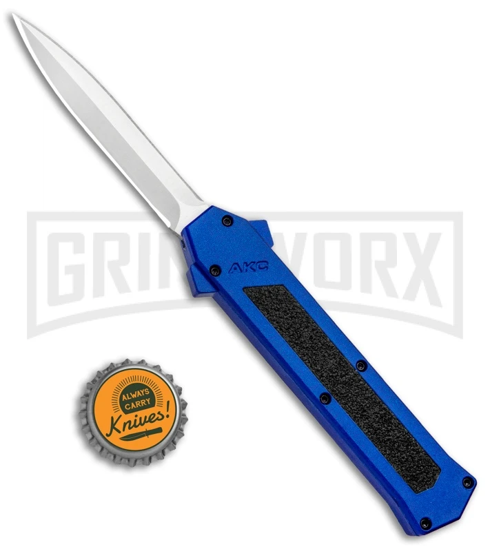 AKC F-16 Blue D/A OTF Automatic Knife - Dagger Satin Plain 6 AKC F-16 Blue D/A OTF Automatic Knife - Dagger Satin Plain - Image 4