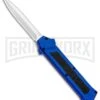 AKC F-16 Blue D/A OTF Automatic Knife - Dagger Satin Plain -Buck Knives Sales AKC F 16 DA Dagger OTF Blue Satin BHQ 93753 jr large