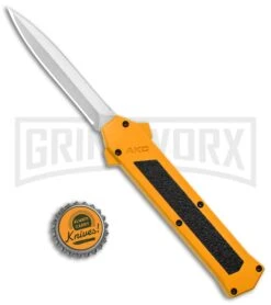 AKC F-16 Yellow D/A OTF Automatic Knife - Dagger Satin Plain 9 AKC F-16 Yellow D/A OTF Automatic Knife - Dagger Satin Plain -Buck Knives Sales AKC F 16 Yellow DA OTF Auto Dagger Satin GX 37626 jr bottlecap large
