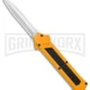 AKC F-16 Yellow D/A OTF Automatic Knife - Dagger Satin Plain -Buck Knives Sales AKC F 16 Yellow DA OTF Auto Dagger Satin GX 37626 jr large