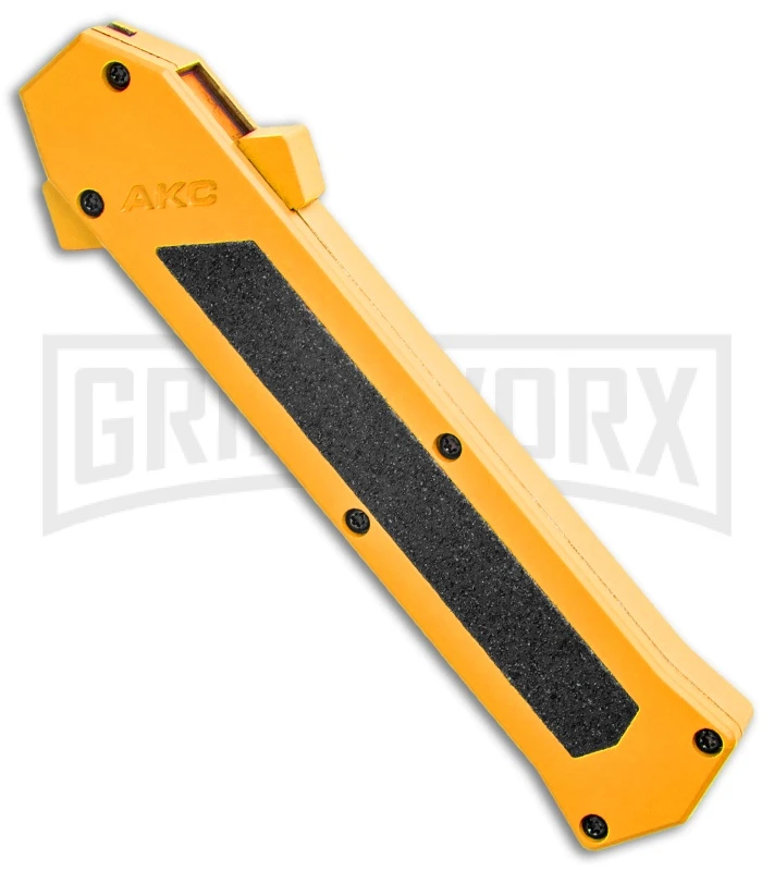 AKC F-16 Yellow D/A OTF Automatic Knife - Dagger Satin Plain 4 AKC F-16 Yellow D/A OTF Automatic Knife - Dagger Satin Plain - Image 2