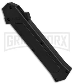 AKC F-16 Black Inlay D/A OTF Automatic Knife - Bayo Satin Plain -Buck Knives Sales AKC F16 DA Bayonet Black Inlay satin BHQ 79503 er spine large