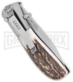 CRKT Carson Stag Spring Assisted Knife - Satin Plain -Buck Knives Sales CRKT Carson M4 02S Stag SA Satin BHQ 7036 jr side large
