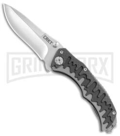 CRKT Drip Tighe Gray CF/G-10 Drop Point Outburst A/O Knife - Satin Plain