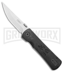 CRKT Folding Heiho Black G-10 Spring Assisted Knife - Satin Plain
