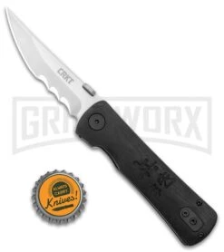 CRKT Folding Heiho Black G-10 Spring Assisted Knife - Satin Serr -Buck Knives Sales CRKT Folding Heiho SA Satin Serr 2901 BHQ 11434 jr bottlecap large