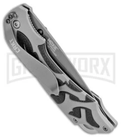 CRKT Moxie Gray/Black Spring Assisted Knife - Titanium Plain -Buck Knives Sales CRKT Merch Moxie Gray Black SA Grey Plain 1102 BHQ 18527 jr side large