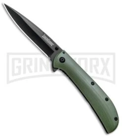 Kershaw Al Mar AM-4 Green G-10 Assisted Opening Knife - Black Plain