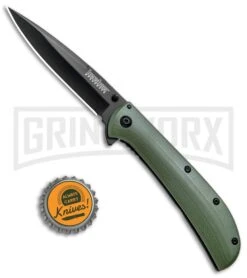 Kershaw Al Mar AM-4 Green G-10 Assisted Opening Knife - Black Plain -Buck Knives Sales Kershaw Al Mar AM 4 Green G 10 Black 2330GRNBLK BHQ 71077 jr bottlecap 1 large