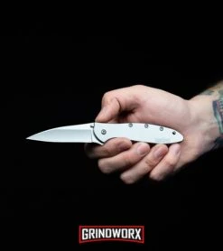 Kershaw Leek Carbon Fiber Assisted Opening Knife - Stonewash Plain -Buck Knives Sales Kershaw Leek Assisted Opening Knife Bead Blast 1660 BHQ 0143 kp in hand web large 1