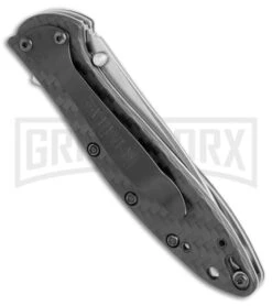 Kershaw Leek Carbon Fiber Assisted Opening Knife - Stonewash Plain -Buck Knives Sales Kershaw Leek cf sw BHQ 52168 er side large