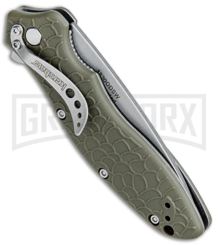 Kershaw Oso Sweet OD Green Assisted Opening Knife - Stonewash Plain 5 Kershaw Oso Sweet OD Green Assisted Opening Knife - Stonewash Plain - Image 3
