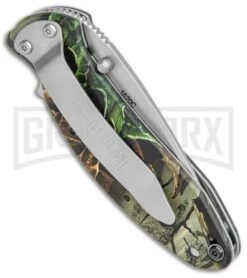 Kershaw Scallion Tree Camo Flipper Knife Aluminum - Satin Plain -Buck Knives Sales Kershaw Scallion Assisted Opening Tree Camo BB 1620C BHQ 0377 jr side large