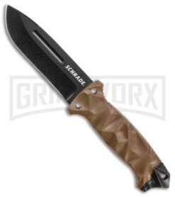 Schrade SCHF40D Brown TPE Fixed Blade Knife - Black Plain