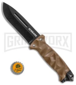 Schrade SCHF40D Brown TPE Fixed Blade Knife - Black Plain 7 Schrade SCHF40D Brown TPE Fixed Blade Knife - Black Plain -Buck Knives Sales Schrade 11in brown TPE black SCHF40D BHQ 62024 er size large