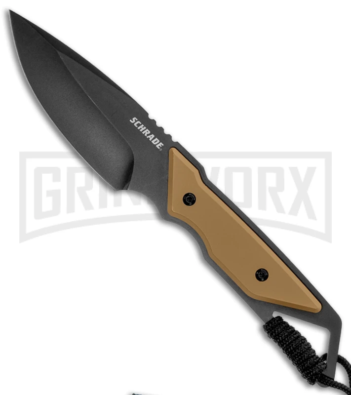 Schrade Ultra Glide Tan Fixed Blade Knife - Black Plain 3 Schrade Ultra Glide Tan Fixed Blade Knife - Black Plain