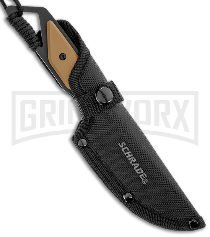 Schrade Ultra Glide Tan Fixed Blade Knife - Black Plain 4 Schrade Ultra Glide Tan Fixed Blade Knife - Black Plain - Image 2