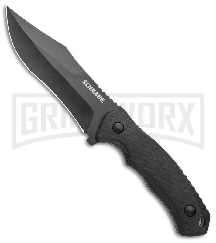 Schrade Steel Driver Black G-10 Clip Point Fixed Blade Knife - Black Plain 3 Schrade Steel Driver Black G-10 Clip Point Fixed Blade Knife - Black Plain