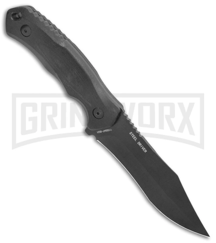Schrade Steel Driver Black G-10 Clip Point Fixed Blade Knife - Black Plain 4 Schrade Steel Driver Black G-10 Clip Point Fixed Blade Knife - Black Plain - Image 2