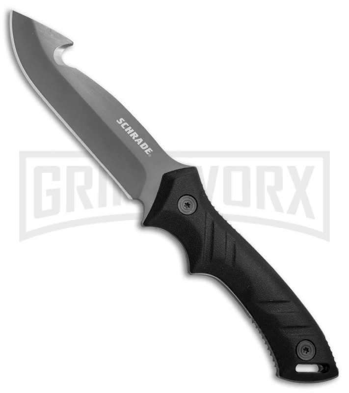 Schrade Guthook Black TPE Fixed Blade Knife - Gray Plain 3 Schrade Guthook Black TPE Fixed Blade Knife - Gray Plain