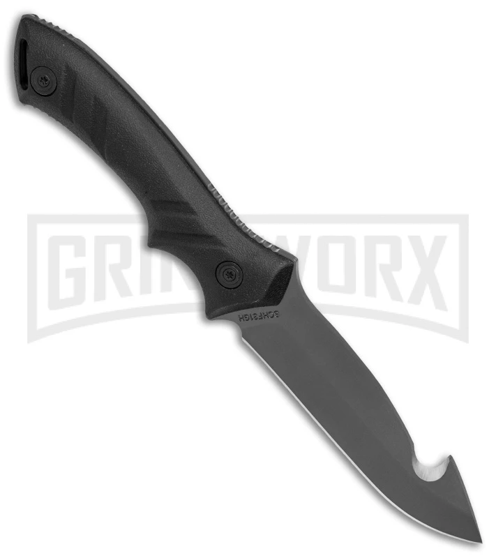 Schrade Guthook Black TPE Fixed Blade Knife - Gray Plain 4 Schrade Guthook Black TPE Fixed Blade Knife - Gray Plain - Image 2