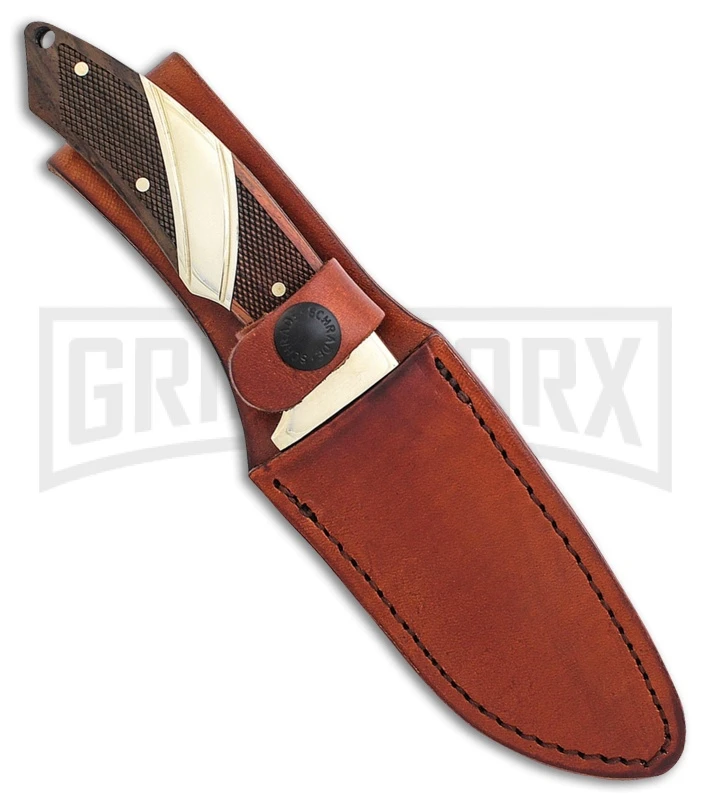 Schrade Old Timer Pioneer Brown Wood Fixed Blade Knife - Satin Plain 4 Schrade Old Timer Pioneer Brown Wood Fixed Blade Knife - Satin Plain - Image 2