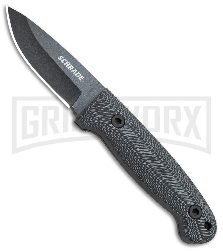 Schrade Small Frontier Micarta Fixed Blade With Ferro Rod - Black SW Plain 3 Schrade Small Frontier Micarta Fixed Blade With Ferro Rod - Black SW Plain