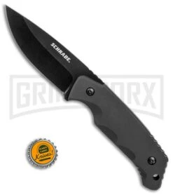 Schrade SCHF49 Black TPE Full Tang Fixed Blade - Black Plain -Buck Knives Sales Schrade full tang black TPE black SCHF49 BHQ 62030 er size large
