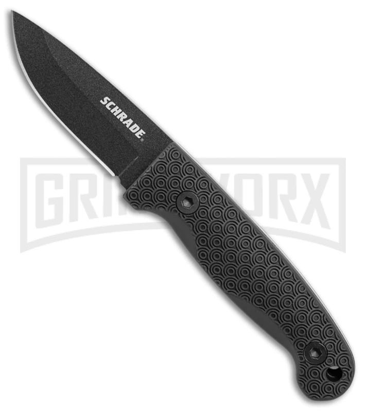 Schrade Small Frontier Black TPE Fixed Blade Knife - Black Plain 3 Schrade Small Frontier Black TPE Fixed Blade Knife - Black Plain