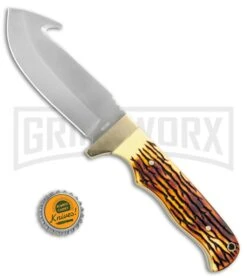 Uncle Henry Guthook Delrin Stag Fixed Blade - Satin Plain -Buck Knives Sales Uncle Henry Guthook fixed blade knife satin 185UHCP BHQ 67496 jr bottlecap large