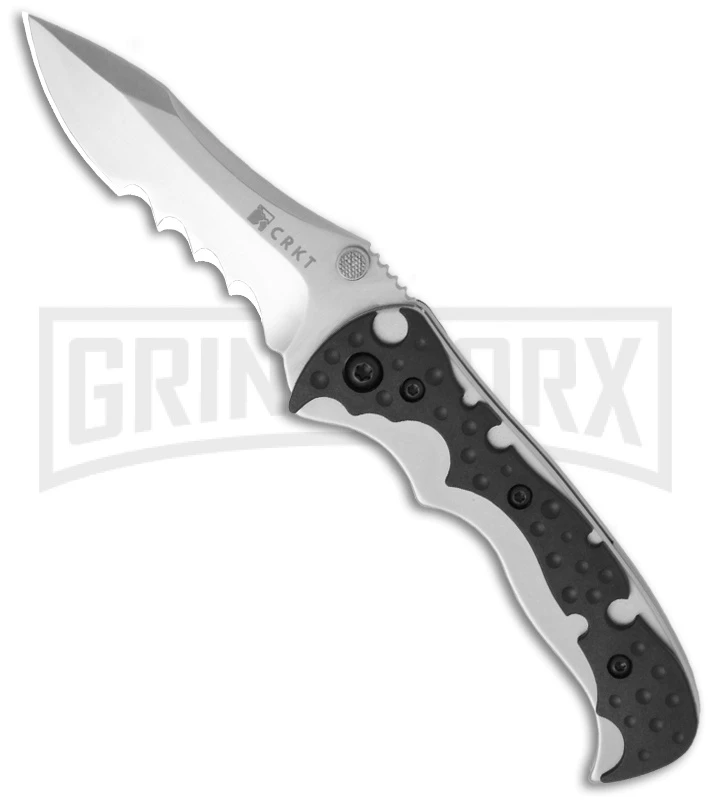 CRKT Mini My Tighe Black/Grey Spring Assisted Knife - Satin Serr 3 CRKT Mini My Tighe Black/Grey Spring Assisted Knife - Satin Serr