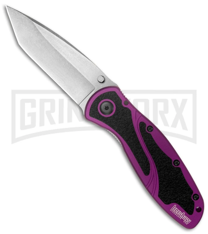 Kershaw Blur Purple Assisted Opening Knife - Tanto Stonewash Plain 3 Kershaw Blur Purple Assisted Opening Knife - Tanto Stonewash Plain
