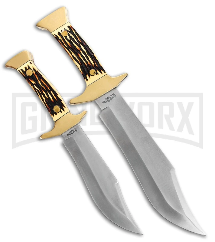 Schrade Uncle Henry 2 Piece Polymer Bowie Fixed Blade Knife Set - Satin Plain 3 Schrade Uncle Henry 2 Piece Polymer Bowie Fixed Blade Knife Set - Satin Plain