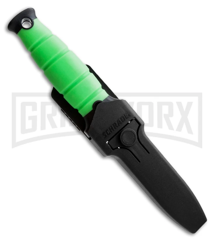 Schrade Water Rat Green Fixed Blade Dive Knife - Black Serr 4 Schrade Water Rat Green Fixed Blade Dive Knife - Black Serr - Image 2